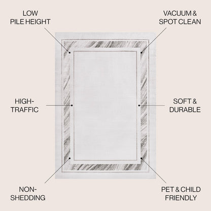 Athens Classic Border Marble Pattern High-Low Area Rug