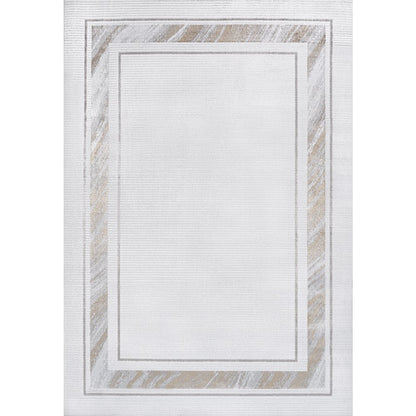 Athens Classic Border Marble Pattern High-Low Area Rug