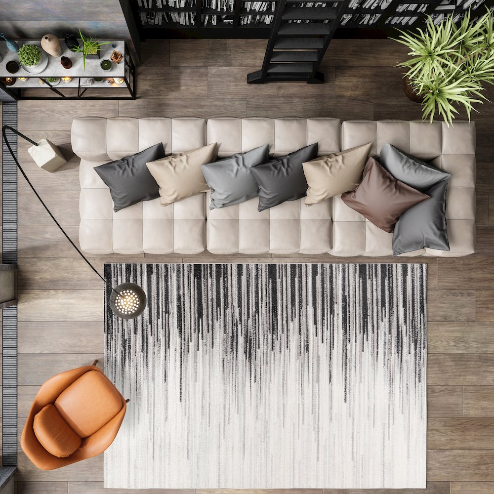 Linear Modern Half Stripe Area Rug