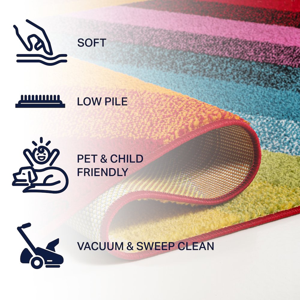 Retro Rainbow Contemporary Stripe Area Rug
