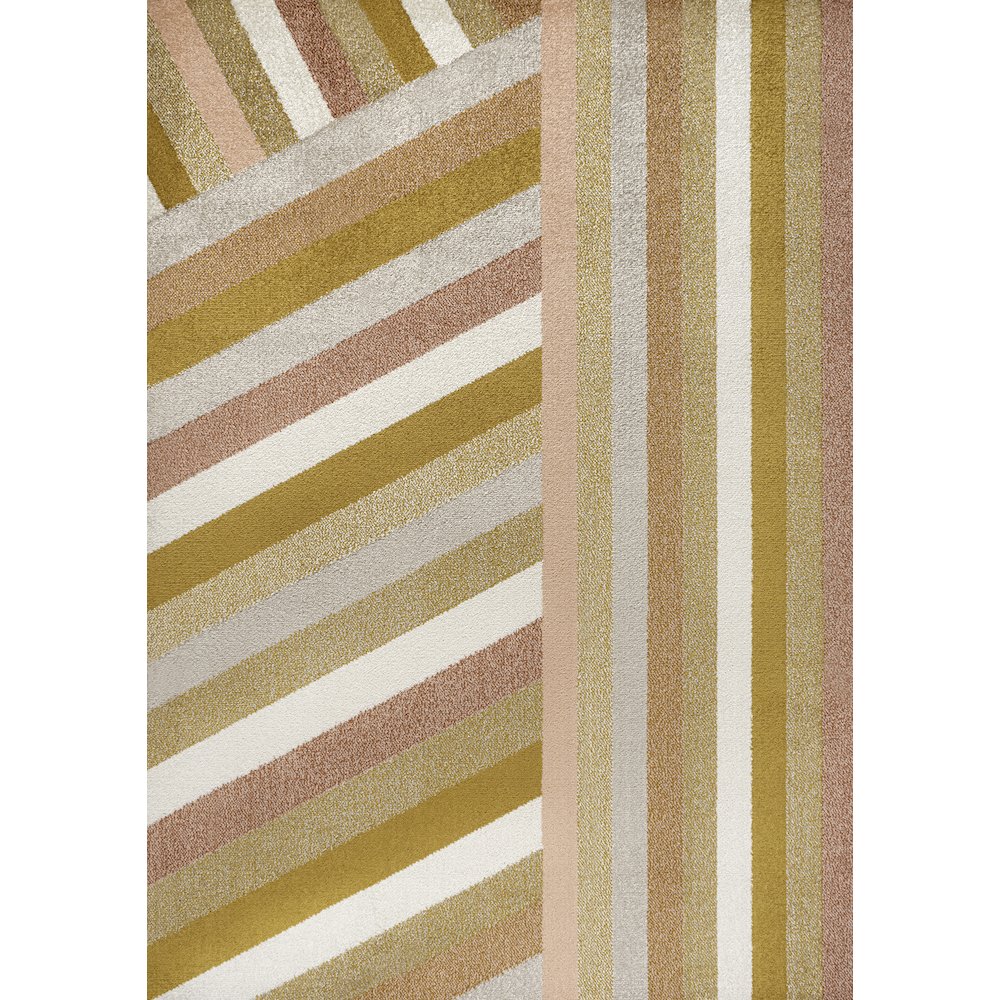 Retro Rainbow Contemporary Stripe Red/Gold/Cream 4 ft. x 6 ft. Area Rug