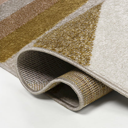 Retro Rainbow Contemporary Stripe Red/Gold/Cream 4 ft. x 6 ft. Area Rug