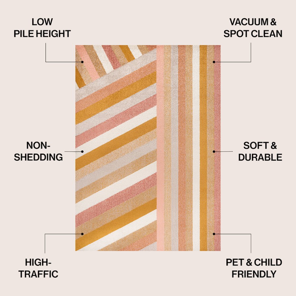 Retro Rainbow Contemporary Stripe Red/Gold/Cream 4 ft. x 6 ft. Area Rug