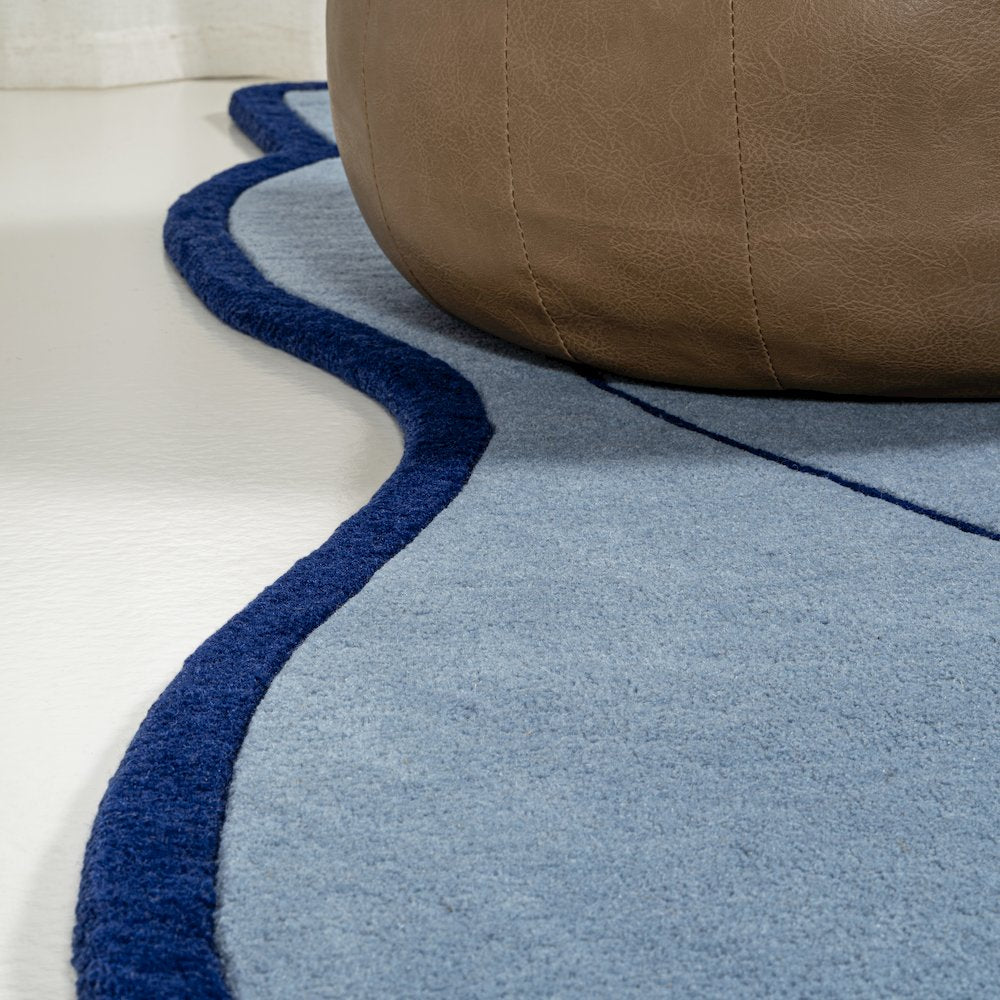 Whimsical Modern Border Geometric Handwoven Wool Area Rug