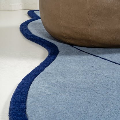 Whimsical Modern Border Geometric Handwoven Wool Area Rug