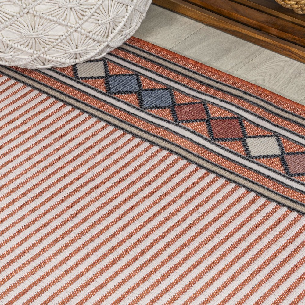 Sebastian High-Low Modern Diamond Border Area Rug
