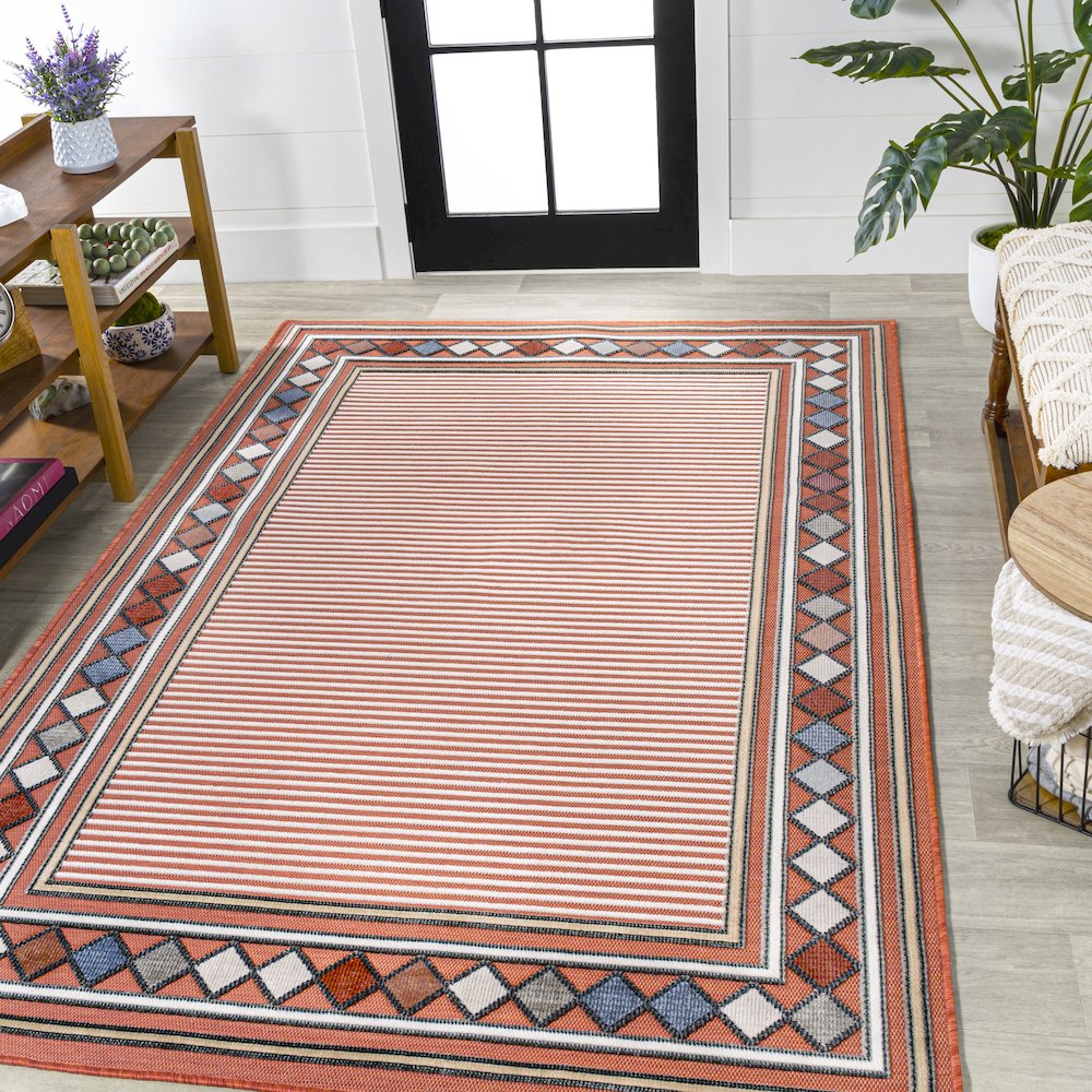 Sebastian High-Low Modern Diamond Border Area Rug