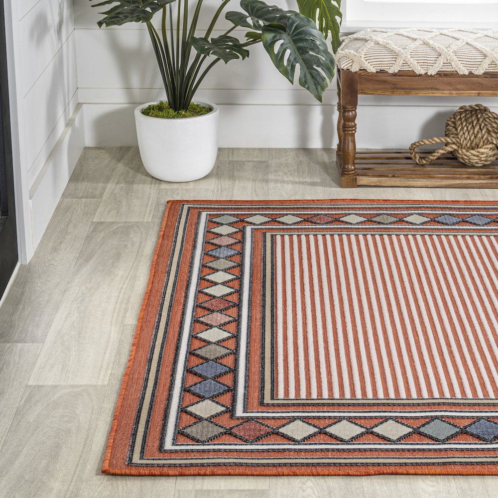 Sebastian High-Low Modern Diamond Border Area Rug