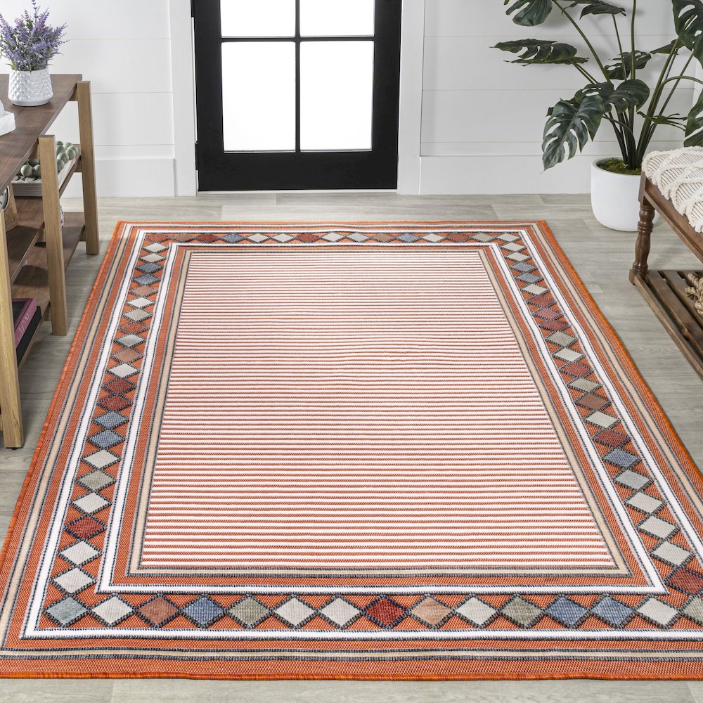 Sebastian High-Low Modern Diamond Border Area Rug
