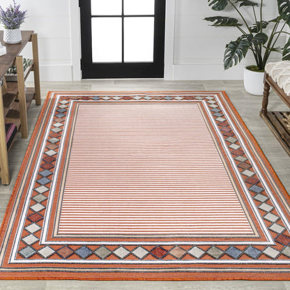 Sebastian High-Low Modern Diamond Border Area Rug