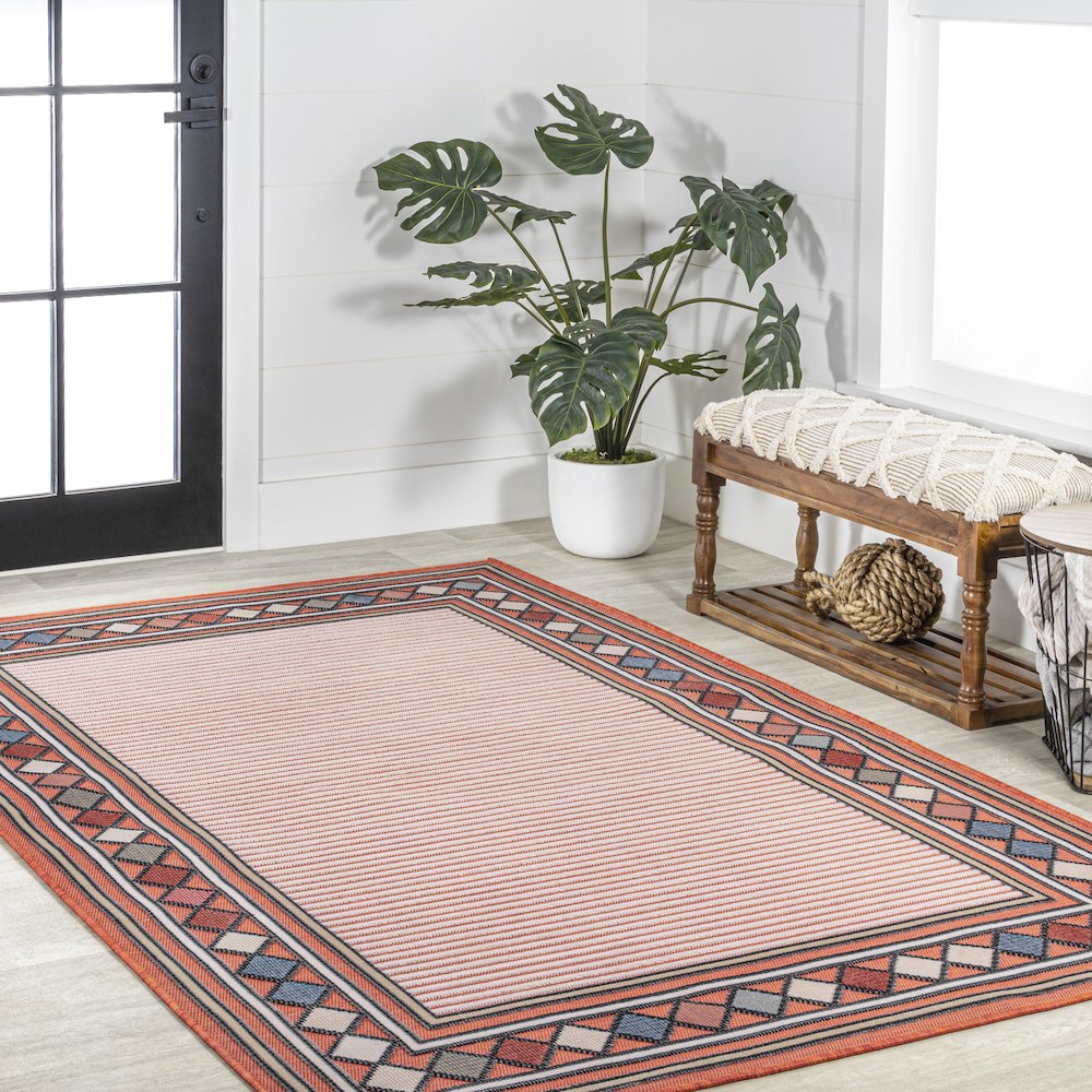 Sebastian High-Low Modern Diamond Border Area Rug