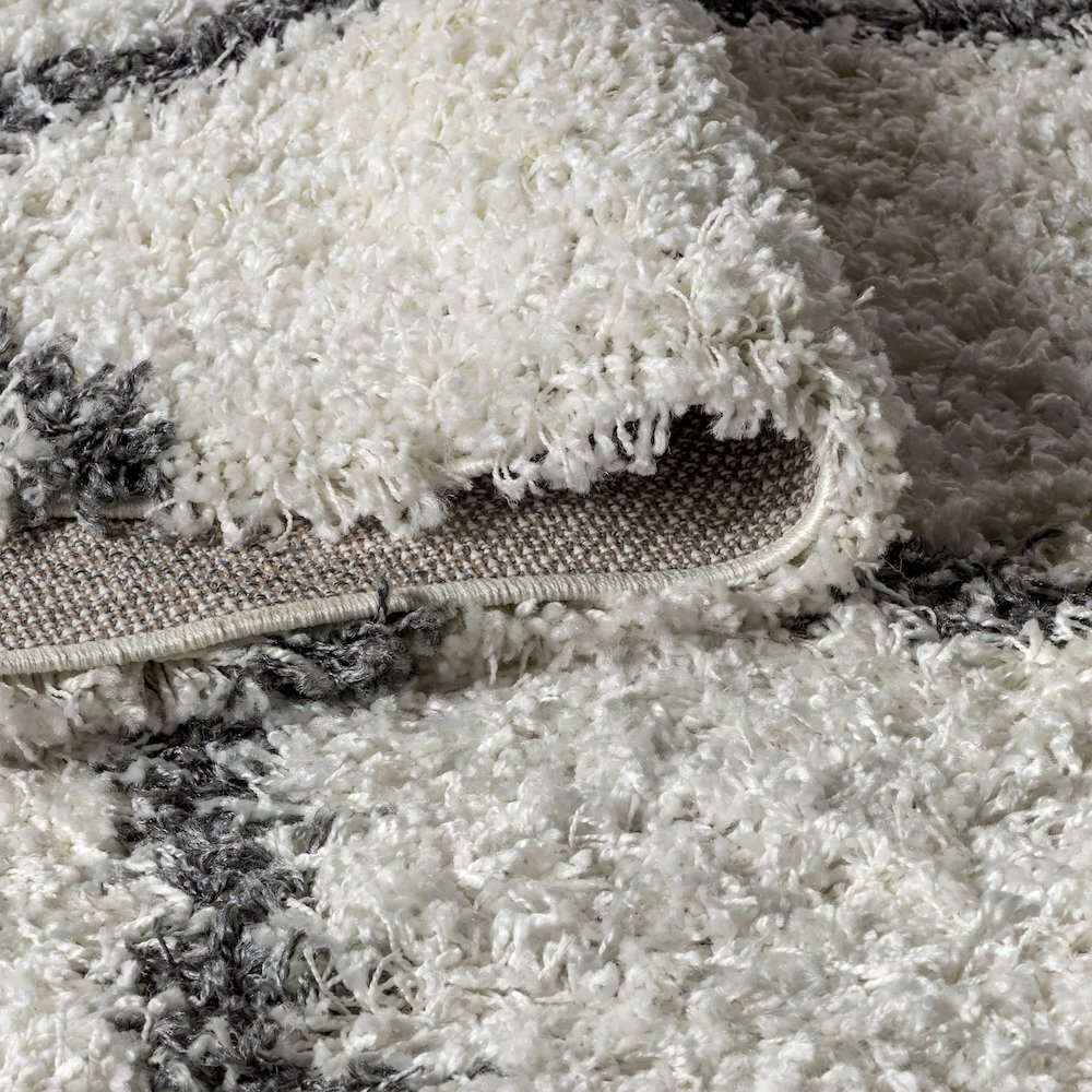 Gabrielle Mercer Shag Plush Tassel Moroccan Geometric Trellis Area Rug