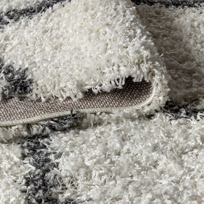 Gabrielle Mercer Shag Plush Tassel Moroccan Geometric Trellis Area Rug