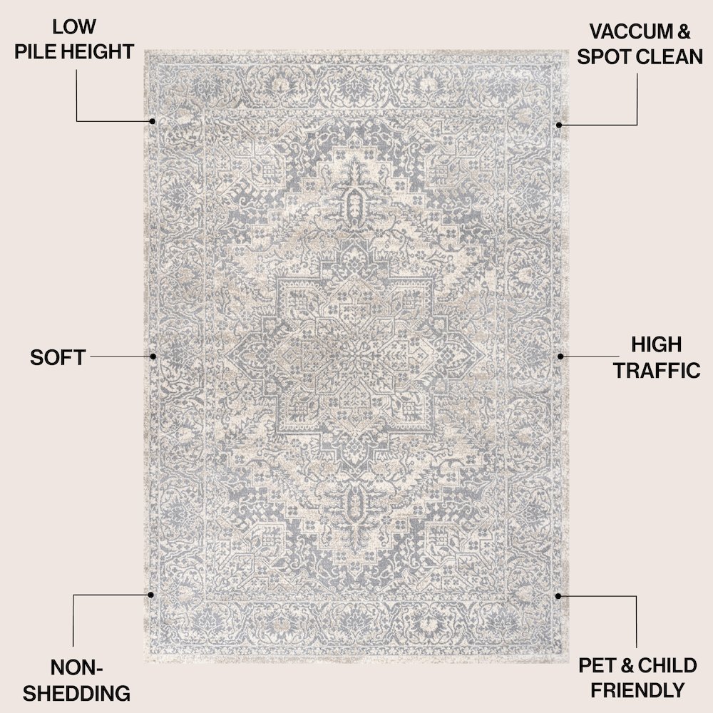Modern Persian Vintage Medallion Cream Area
