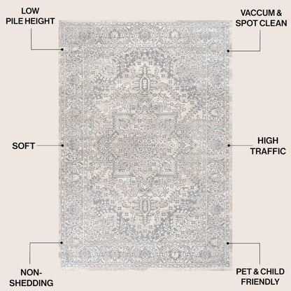 Modern Persian Vintage Medallion Cream Area