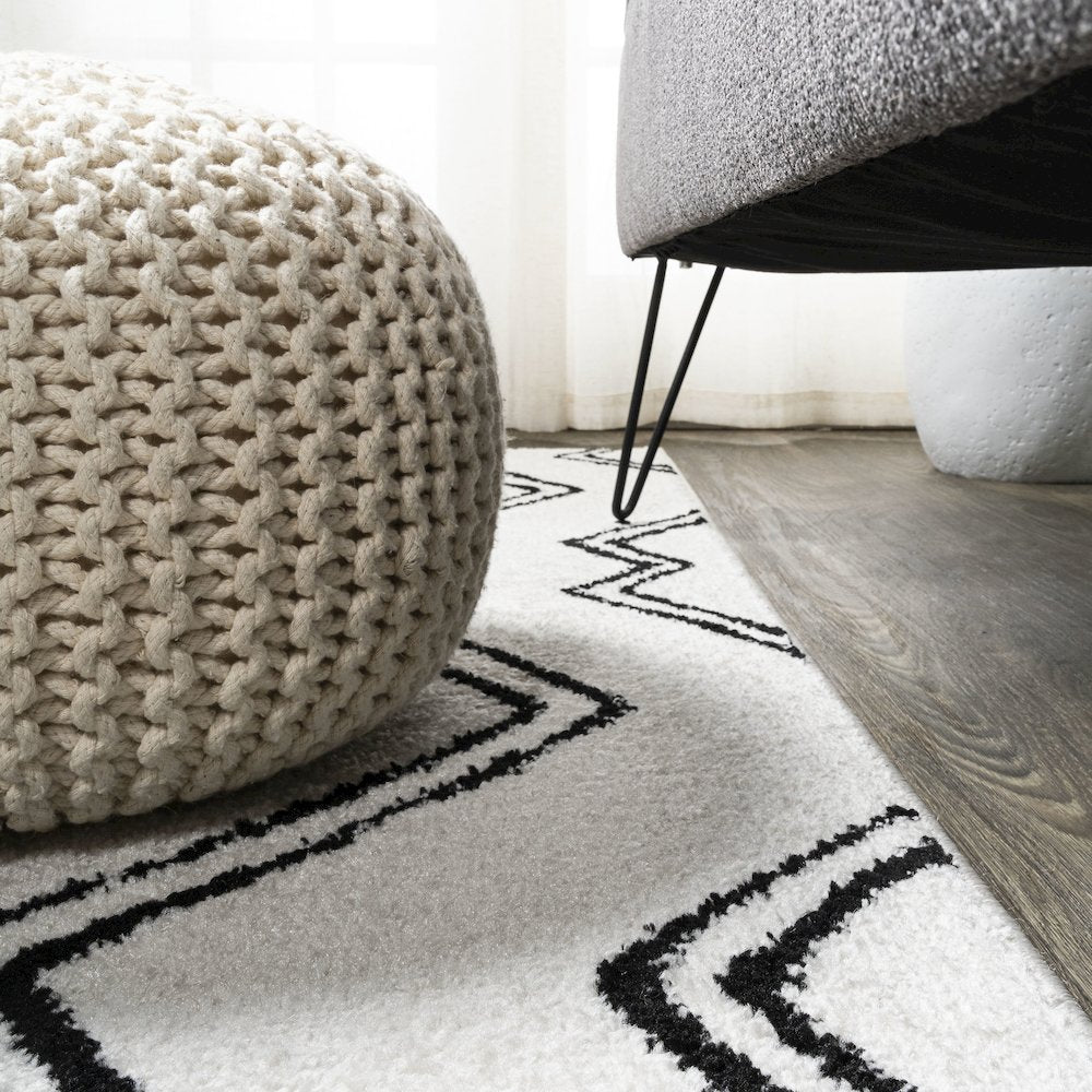 Deia Moroccan Style Diamond Shag Area Rug