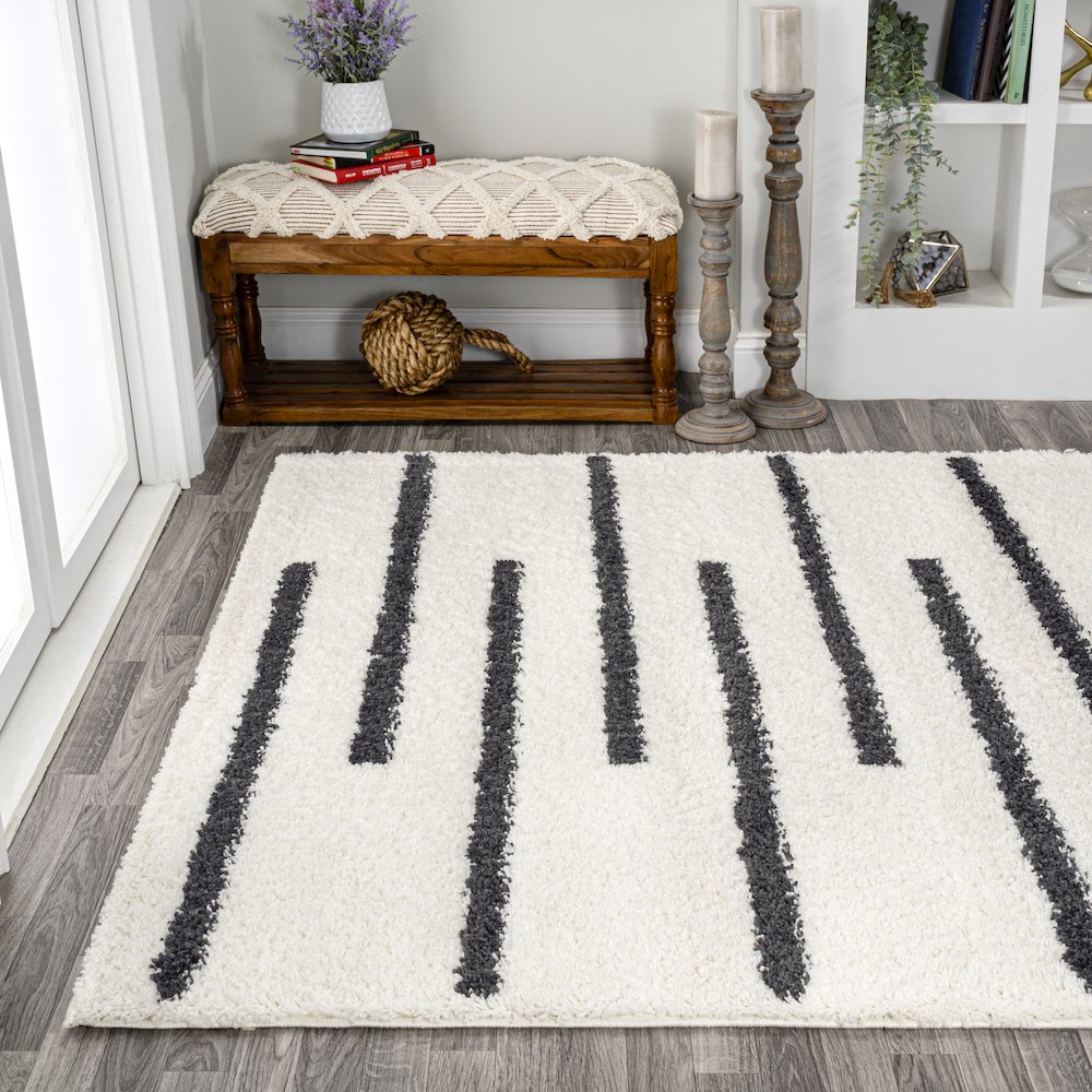 Alaro Berber Stripe Shag Area Rug