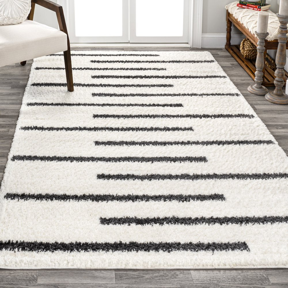 Alaro Berber Stripe Shag Area Rug