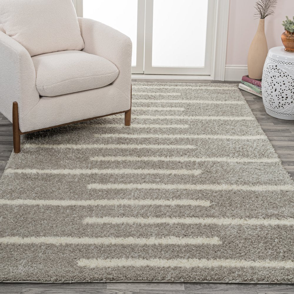 Alaro Berber Stripe Shag Area Rug