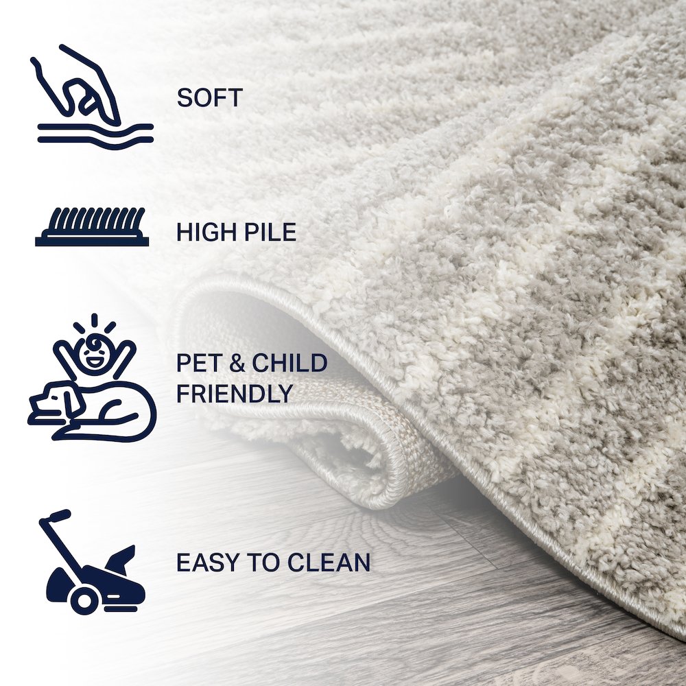 Petra Abstract Stripe Geometric Shag Area Rug