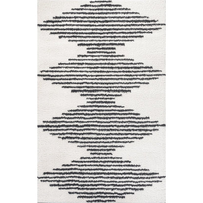 Elm Diamond Stripe Geometric Shag Area Rug