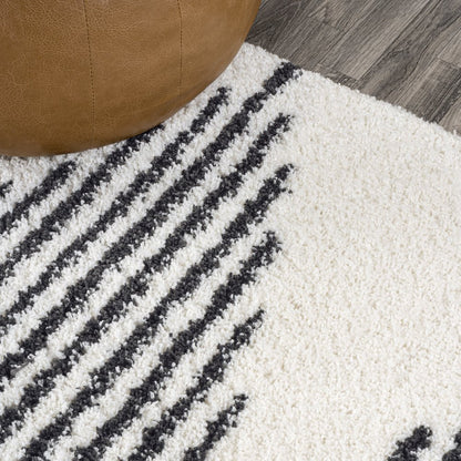 Elm Diamond Stripe Geometric Shag Area Rug
