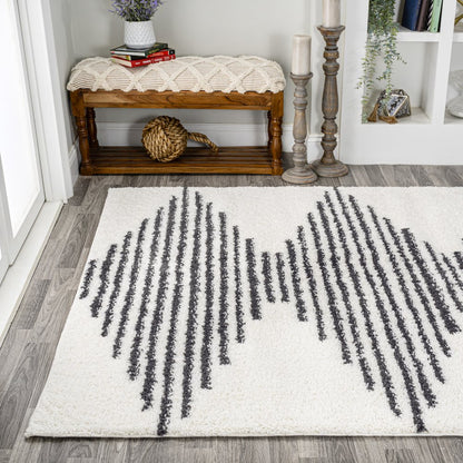 Elm Diamond Stripe Geometric Shag Area Rug