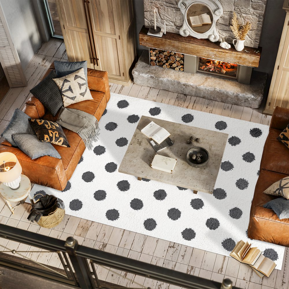 Pere Modern Charcoal Dot Shag Area Rug
