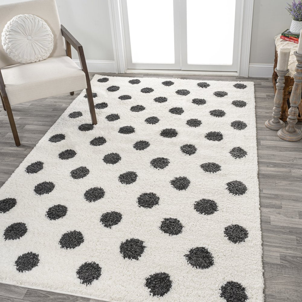 Pere Modern Charcoal Dot Shag Area Rug