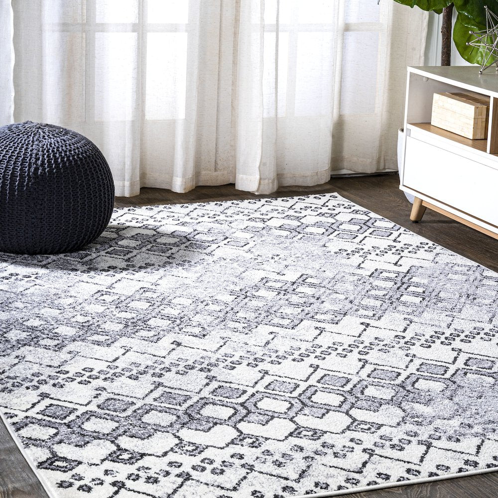 Azmar Moroccan Geometric Distressed Area Rug