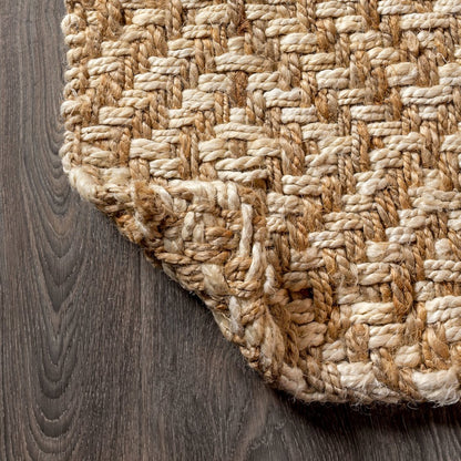 Hira Hand Woven Diamond Chunky Jute Area Rug