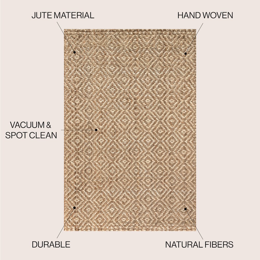Hira Hand Woven Diamond Chunky Jute Area Rug