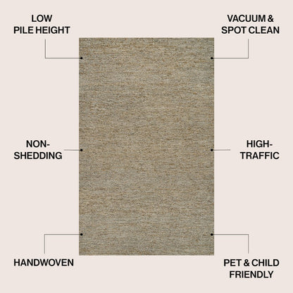 Griffin Rustic Farmhouse Woven Jute Solid Gray 4 ft. x 6 ft. Area Rug