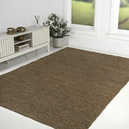Griffin Rustic Farmhouse Woven Jute Solid Brown 5 ft. x 8 ft. Area Rug