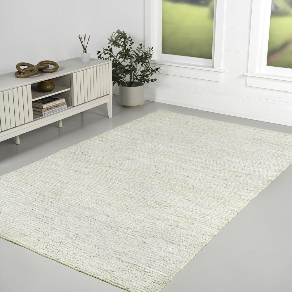 Griffin Rustic Farmhouse Woven Jute Solid Bleach 5 ft. x 8 ft. Area Rug