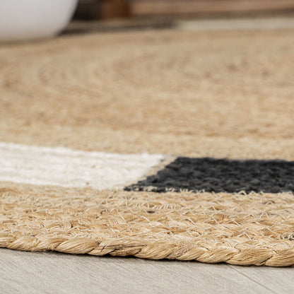Porto Geometric Jute Circle Area Rug