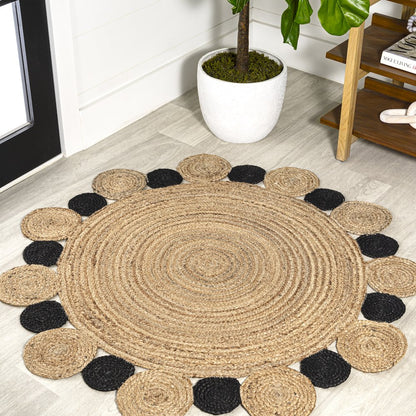 Ayana Two Tone Jute Hippy Circle Area Rug