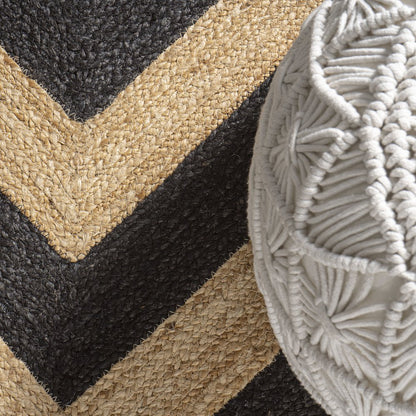 Piper Two Tone Chevron Round Jute Area Rug