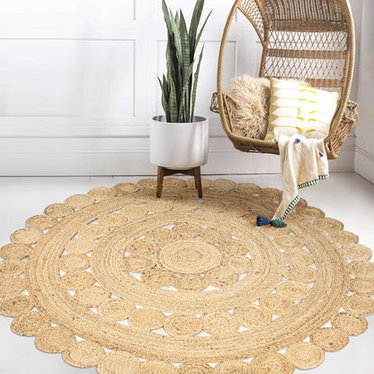 Daisy Hippy Jute Medallion Circle Area Rug