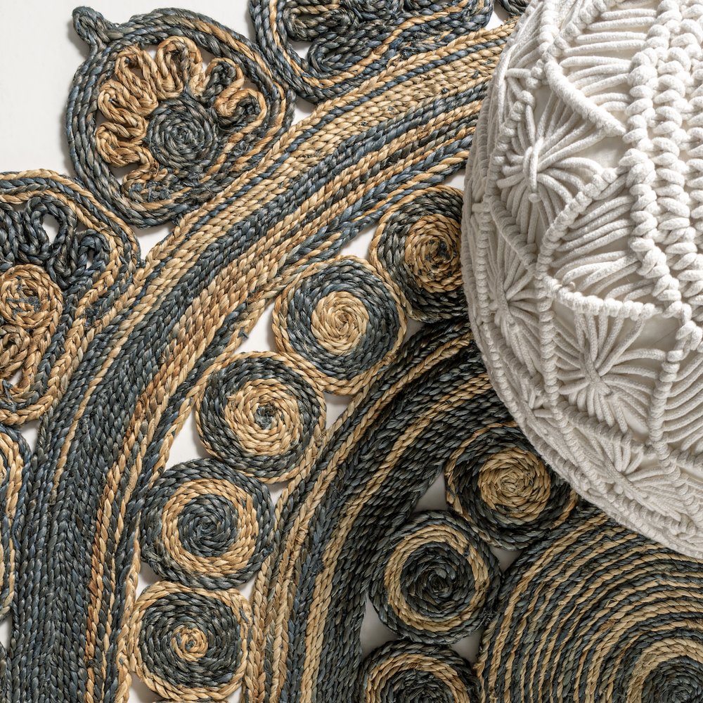 Flora Medallion Contemporary Bohemian Round Jute Area Rug
