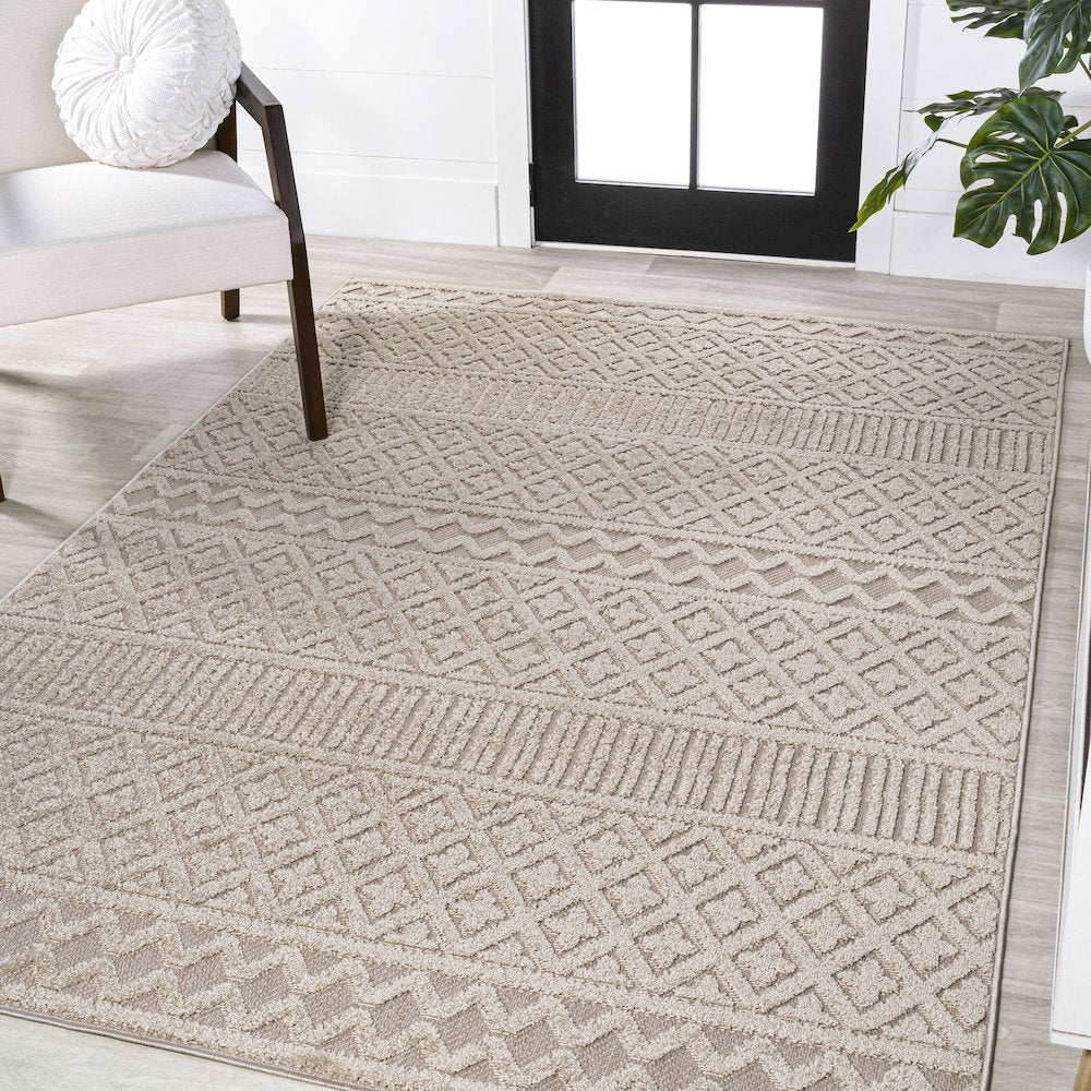 Ormond High-Low Modern Trellis Geometric Area Rug