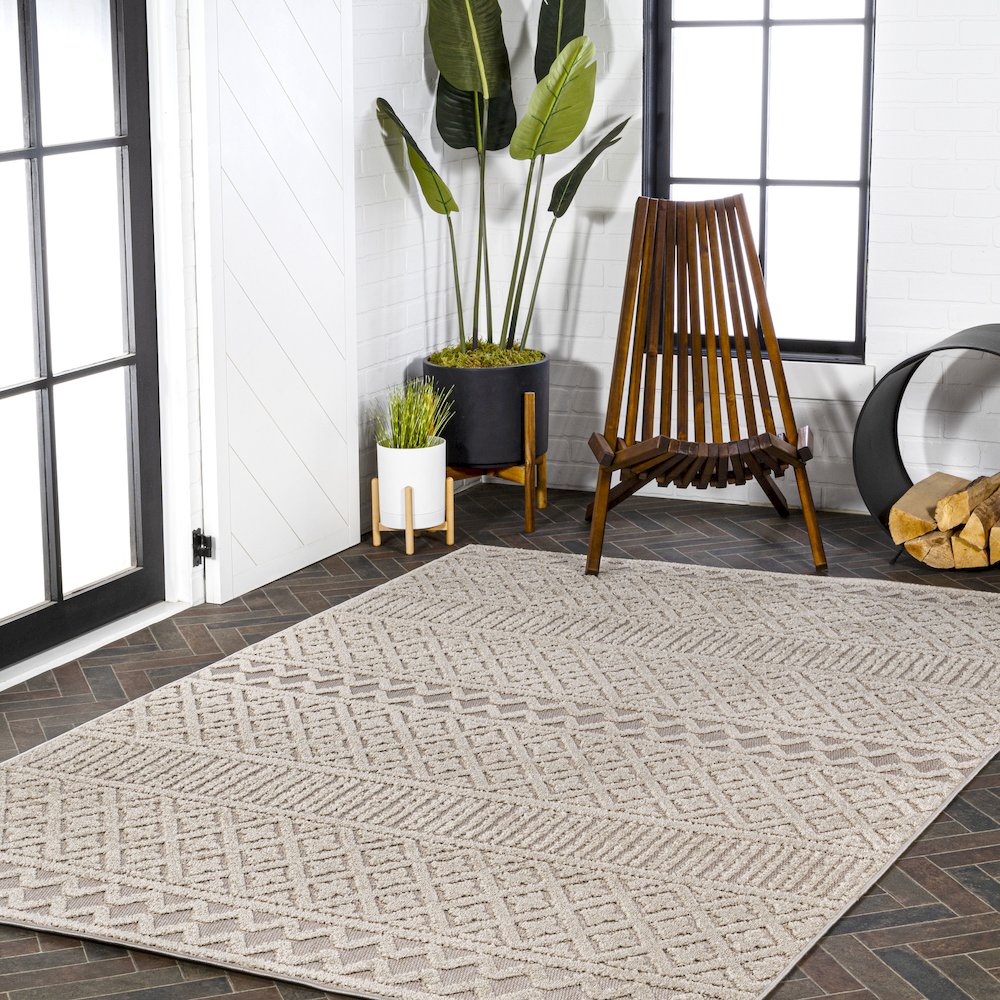 Ormond High-Low Modern Trellis Geometric Area Rug
