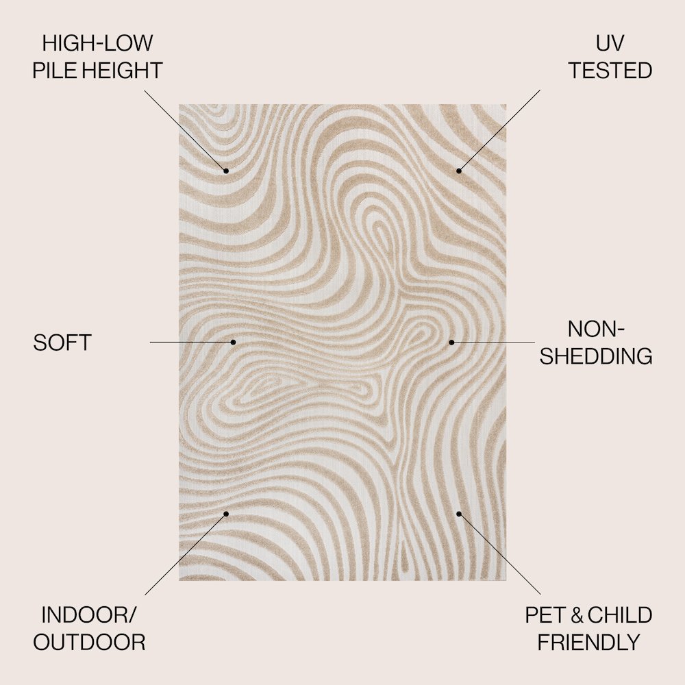 Maribo High-Low Abstract Groovy Striped Indoor/Outdoor Area Rug