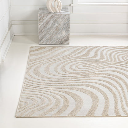 Maribo High-Low Abstract Groovy Striped Indoor/Outdoor Area Rug
