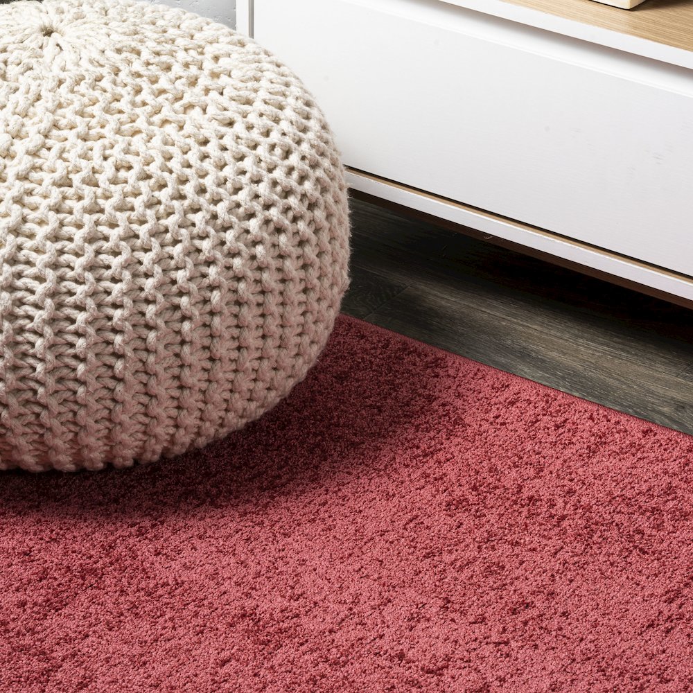 Haze Solid Low Pile Area Rug Red