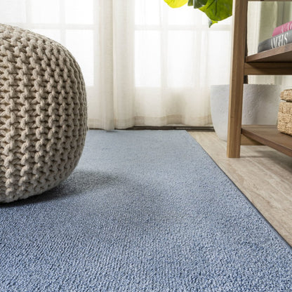 Haze Solid Low Pile Area Rug Classic Blue