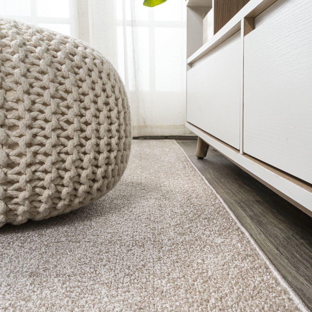 Haze Solid Low Pile Area Rug Beige