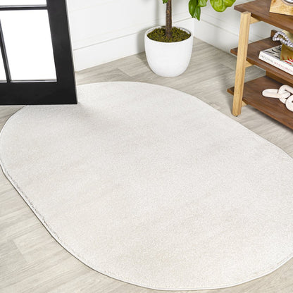 Haze Solid Low Pile Area Rug Cream