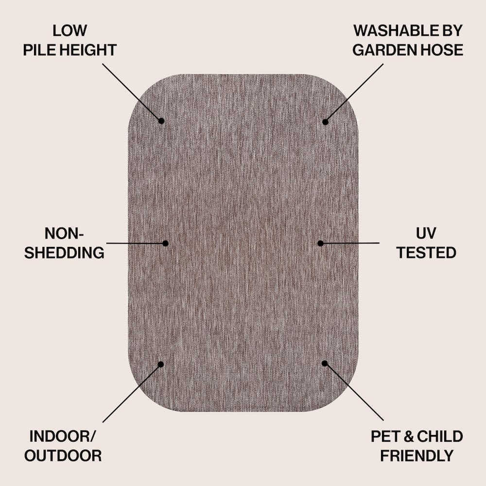 Miles Modern Minimalist Radius Corner SolidIndoor/Outdoor Shaped  Rug