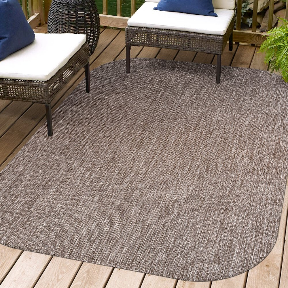 Miles Modern Minimalist Radius Corner SolidIndoor/Outdoor Shaped  Rug